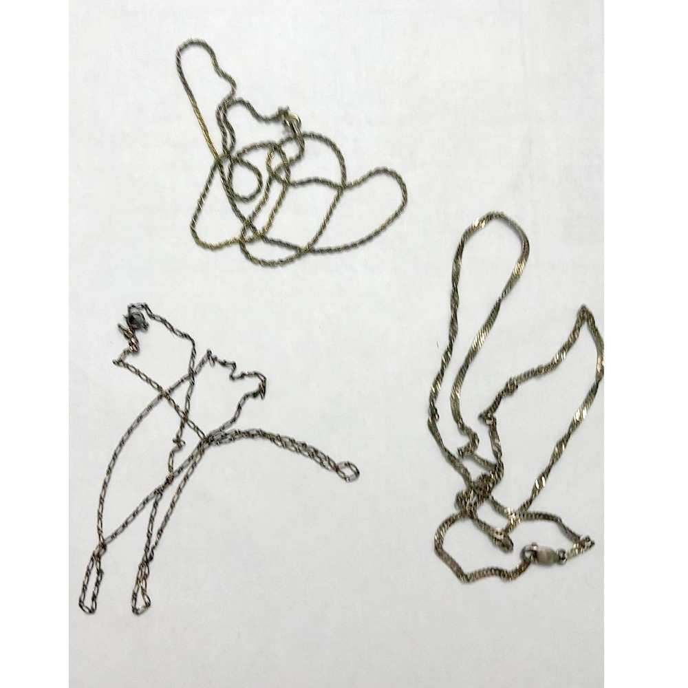 Set of 3 Silver Tone Chain Necklaces Rope Minimalist Layering
